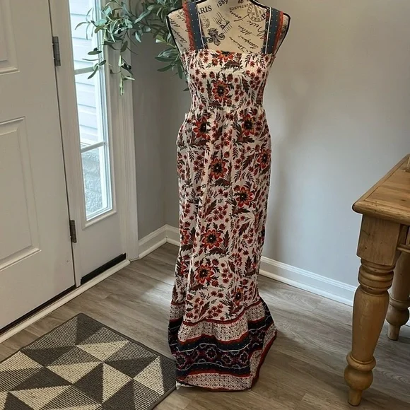 Joie Chisuzu Maxi Dress Smocked Chest Sleeveless Wide Straps Cotton Size Small - Picture 2 of 12